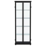Aero 4-Shelf Glass Curio Cabinet with LED Lighting - Modern Black Display Cabinet with Rounded Corners – view 6