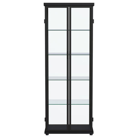 Aero 4-Shelf Glass Curio Cabinet with LED Lighting - Modern Black Display Cabinet with Rounded Corners – view 6
