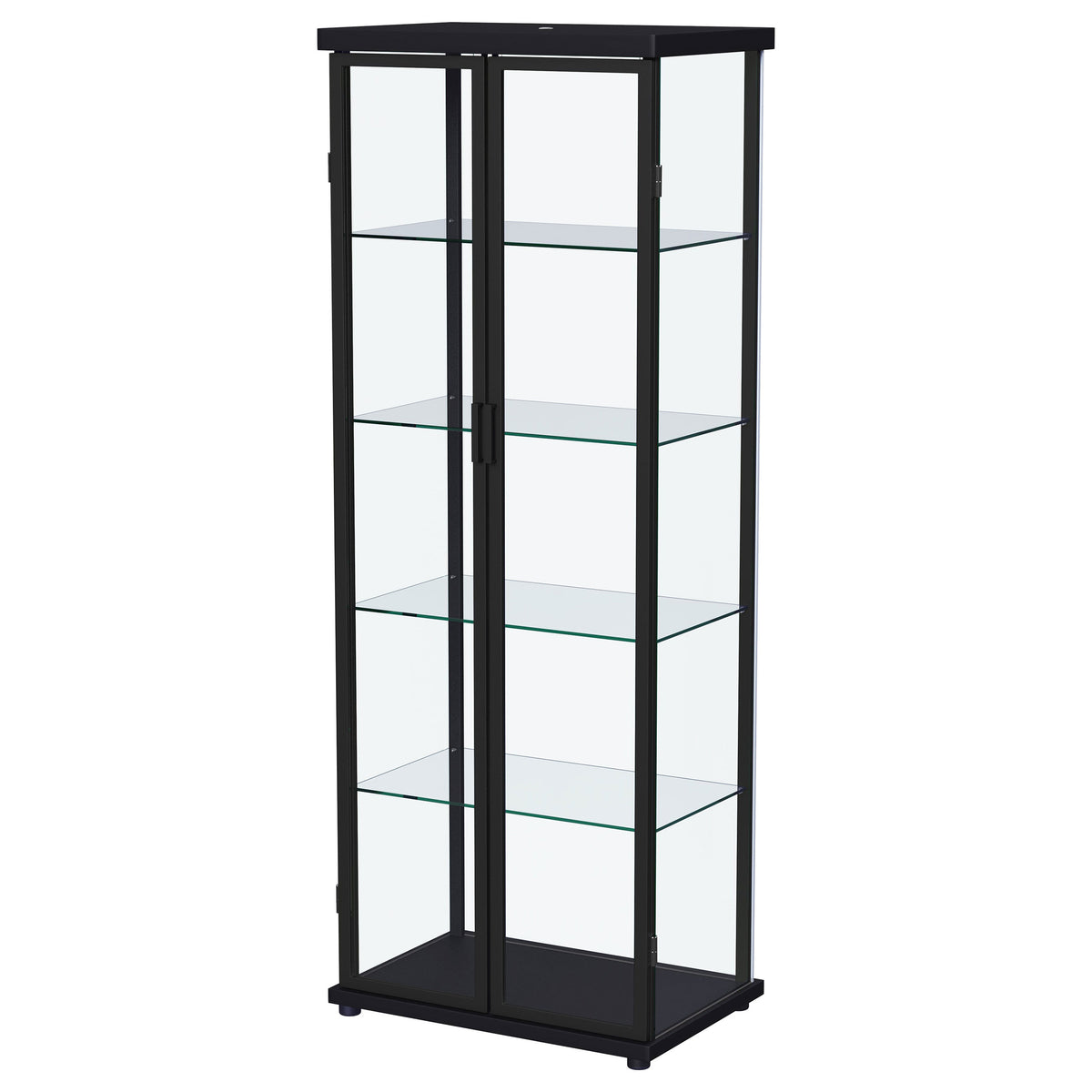Aero 4-Shelf Glass Curio Cabinet with LED Lighting - Modern Black Display Cabinet with Rounded Corners – view 7