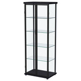 Aero 4-Shelf Glass Curio Cabinet with LED Lighting - Modern Black Display Cabinet with Rounded Corners – view 7