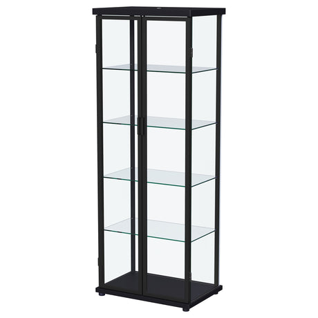 Aero 4-Shelf Glass Curio Cabinet with LED Lighting - Modern Black Display Cabinet with Rounded Corners – view 7