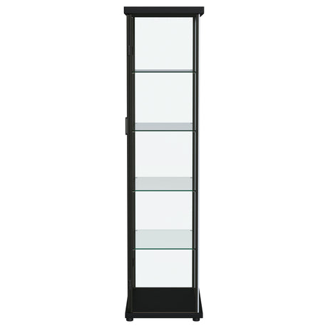 Aero 4-Shelf Glass Curio Cabinet with LED Lighting - Modern Black Display Cabinet with Rounded Corners – view 8