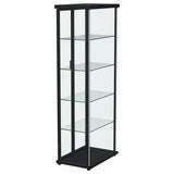 Aero 4-Shelf Glass Curio Cabinet with LED Lighting - Modern Black Display Cabinet with Rounded Corners – view 9