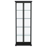 Aero 4-Shelf Glass Curio Cabinet with LED Lighting - Modern Black Display Cabinet with Rounded Corners – view 10