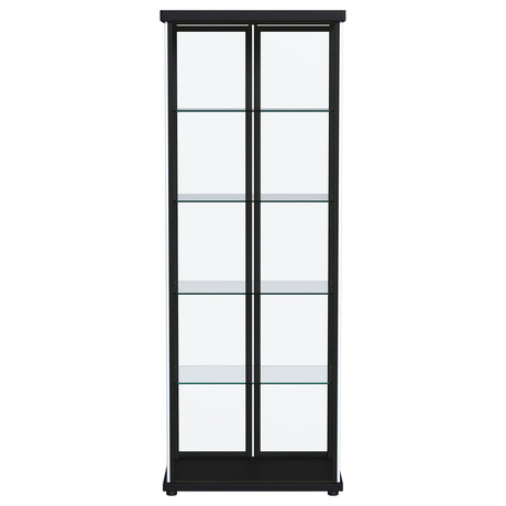 Aero 4-Shelf Glass Curio Cabinet with LED Lighting - Modern Black Display Cabinet with Rounded Corners – view 10