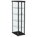 Aero 4-Shelf Glass Curio Cabinet with LED Lighting - Modern Black Display Cabinet with Rounded Corners – view 11