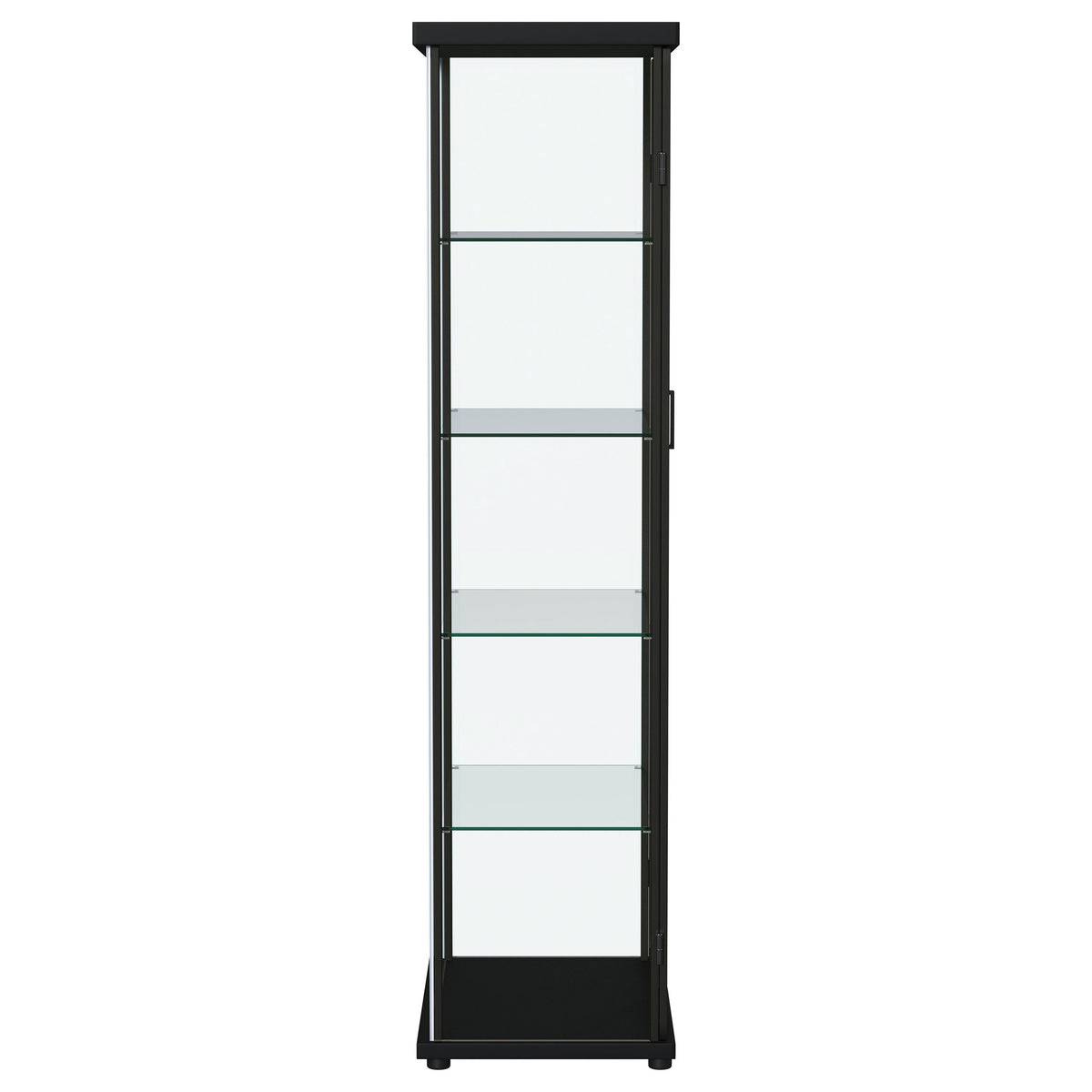 Aero 4-Shelf Glass Curio Cabinet with LED Lighting - Modern Black Display Cabinet with Rounded Corners – view 12
