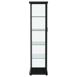 Aero 4-Shelf Glass Curio Cabinet with LED Lighting - Modern Black Display Cabinet with Rounded Corners – view 12