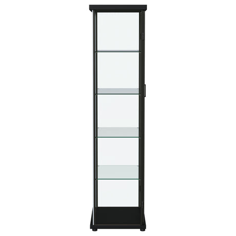 Aero 4-Shelf Glass Curio Cabinet with LED Lighting - Modern Black Display Cabinet with Rounded Corners – view 12
