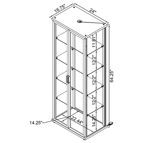 Aero 4-Shelf Glass Curio Cabinet with LED Lighting - Modern Black Display Cabinet with Rounded Corners – view 15