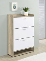 Denia 3-Tier Tilt-Out Shoe Cabinet with Open Shelf - Space-Saving Entryway Storage in White – view 1