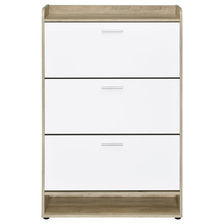 Denia 3-Tier Tilt-Out Shoe Cabinet with Open Shelf - Space-Saving Entryway Storage in White – view 5