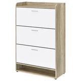 Denia 3-Tier Tilt-Out Shoe Cabinet with Open Shelf - Space-Saving Entryway Storage in White – view 6