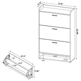 Denia 3-Tier Tilt-Out Shoe Cabinet with Open Shelf - Space-Saving Entryway Storage in White – view 13