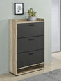 Denia 3-Tier Tilt-Out Shoe Cabinet with Open Lower Shelf - Slim Entryway Storage in Grey – view 1
