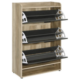 Denia 3-Tier Tilt-Out Shoe Cabinet with Open Lower Shelf - Slim Entryway Storage in Grey – view 4