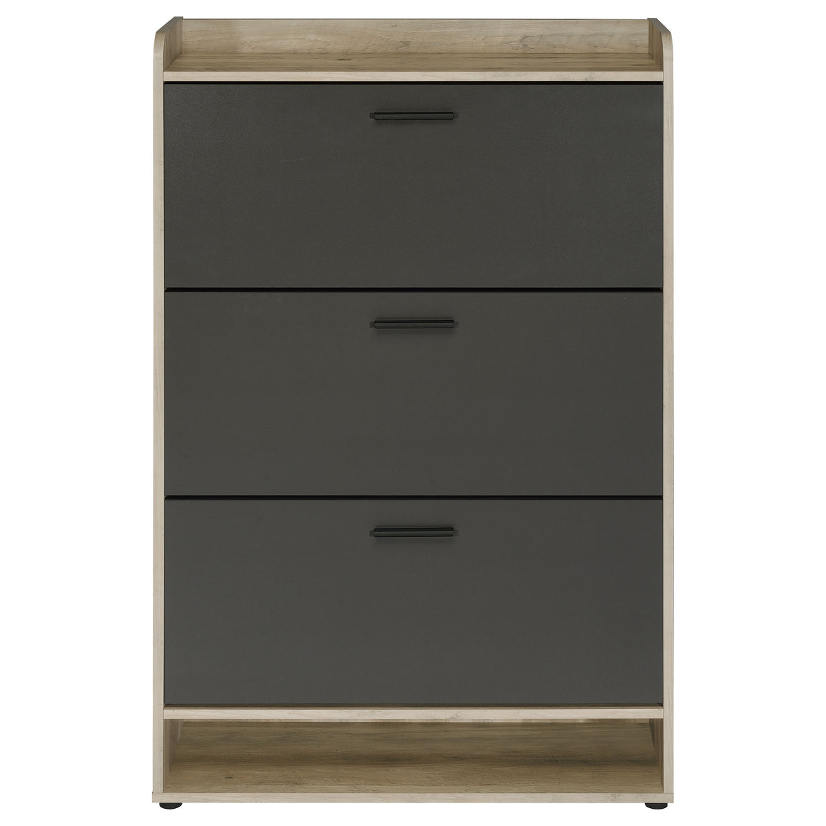 Denia 3-Tier Tilt-Out Shoe Cabinet with Open Lower Shelf - Slim Entryway Storage in Grey – view 5