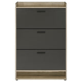 Denia 3-Tier Tilt-Out Shoe Cabinet with Open Lower Shelf - Slim Entryway Storage in Grey – view 5