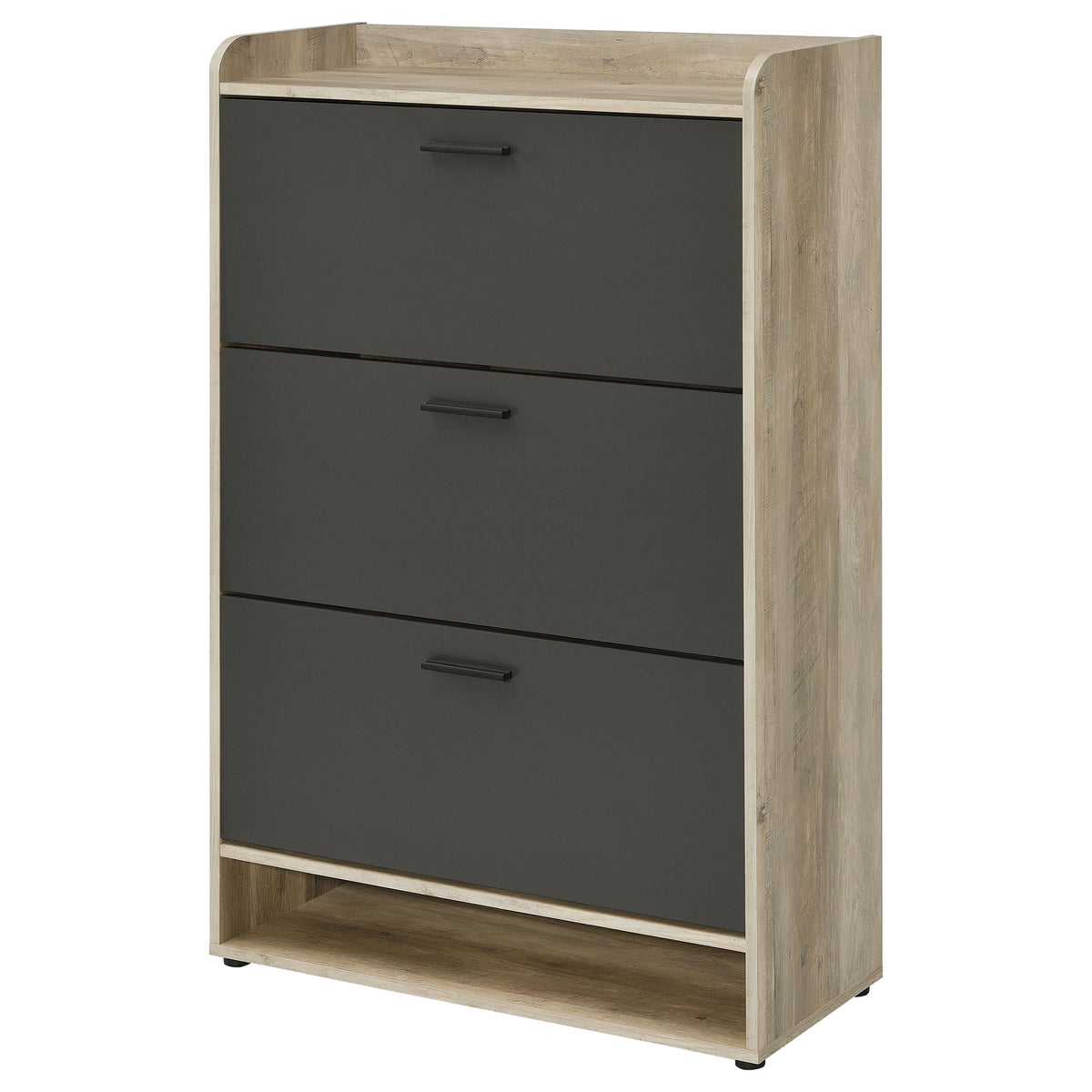 Denia 3-Tier Tilt-Out Shoe Cabinet with Open Lower Shelf - Slim Entryway Storage in Grey – view 6