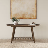 Ornelas 46" Solid Mango Wood Console Table with Slatted Shelf - Mid-Century Tray Top in Mango Brown – view 1