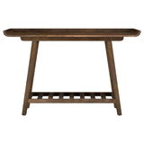 Ornelas 46" Solid Mango Wood Console Table with Slatted Shelf - Mid-Century Tray Top in Mango Brown – view 3