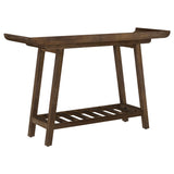 Ornelas 46" Solid Mango Wood Console Table with Slatted Shelf - Mid-Century Tray Top in Mango Brown – view 6