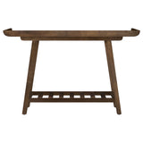 Ornelas 46" Solid Mango Wood Console Table with Slatted Shelf - Mid-Century Tray Top in Mango Brown – view 7