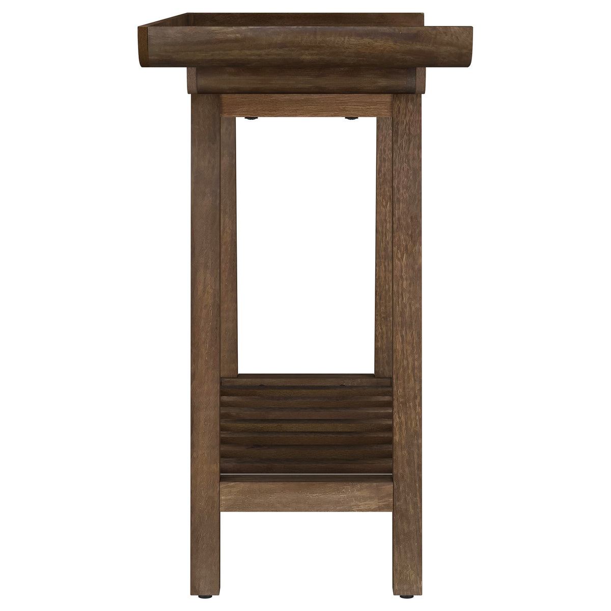 Ornelas 46" Solid Mango Wood Console Table with Slatted Shelf - Mid-Century Tray Top in Mango Brown – view 9