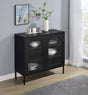 Jess Arched Fluted Glass 2-Door Accent Cabinet - Black with Slender Metal Legs – view 1
