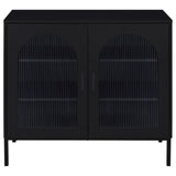 Jess Arched Fluted Glass 2-Door Accent Cabinet - Black with Slender Metal Legs – view 4
