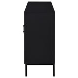 Jess Arched Fluted Glass 2-Door Accent Cabinet - Black with Slender Metal Legs – view 5
