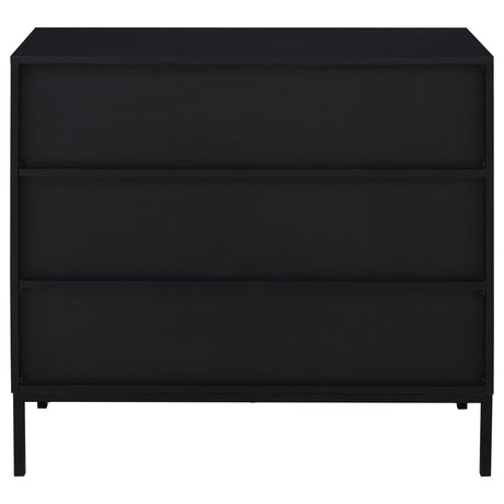 Jess Arched Fluted Glass 2-Door Accent Cabinet - Black with Slender Metal Legs – view 7