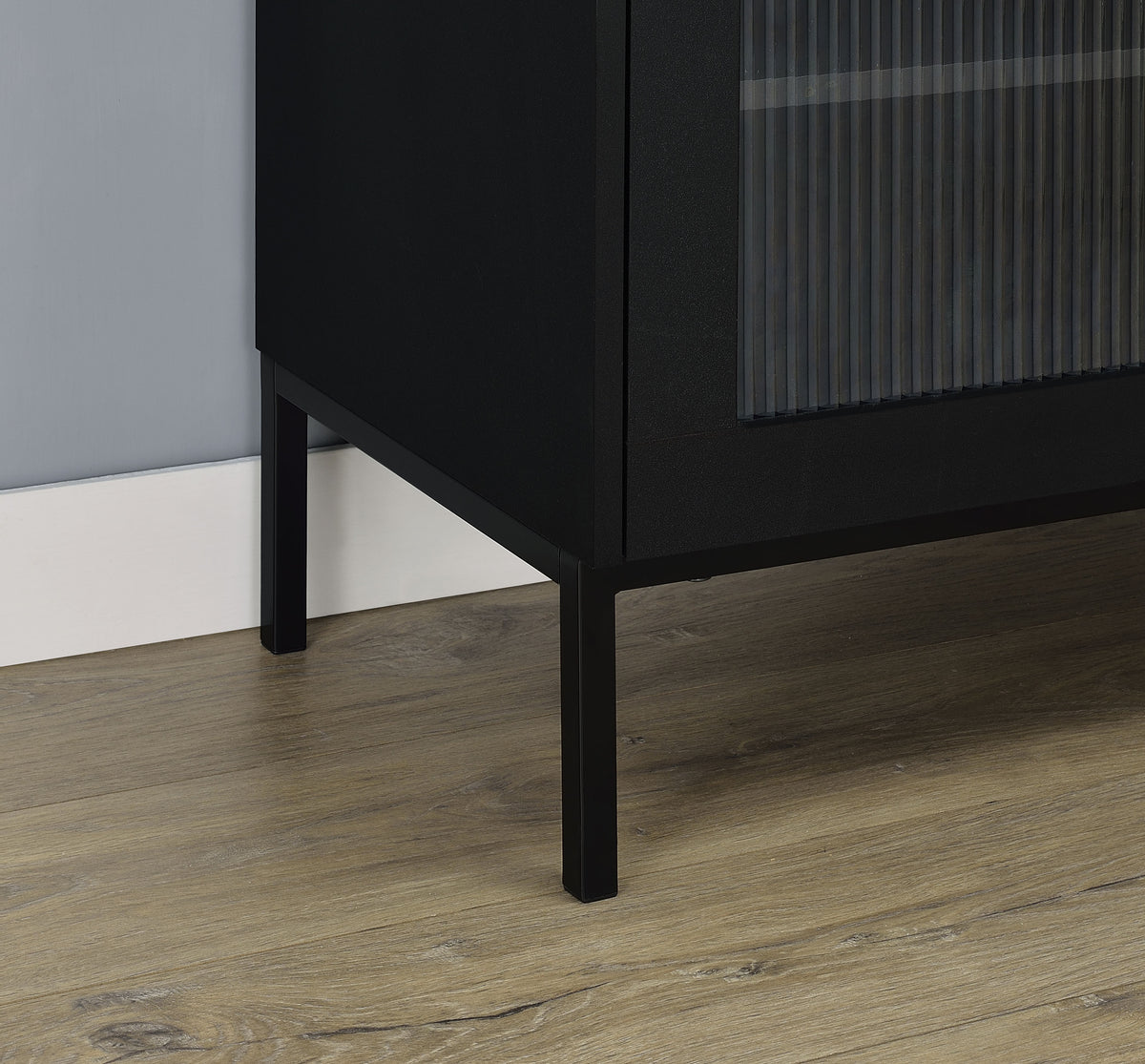 Jess Arched Fluted Glass 2-Door Accent Cabinet - Black with Slender Metal Legs – view 9