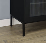 Jess Arched Fluted Glass 2-Door Accent Cabinet - Black with Slender Metal Legs – view 9