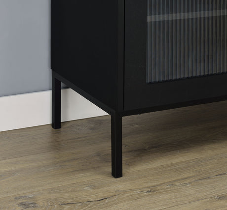 Jess Arched Fluted Glass 2-Door Accent Cabinet - Black with Slender Metal Legs – view 9
