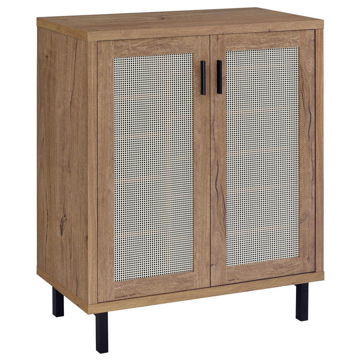 Teller 2-Door Shoe Cabinet with Metal Cane Panels