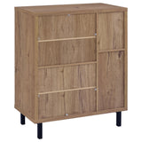 Teller 2-Door Shoe Cabinet with Metal Cane Panels - Natural Oak on Black Metal Legs – view 7