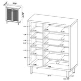 Teller 2-Door Shoe Cabinet with Metal Cane Panels - Natural Oak on Black Metal Legs – view 11