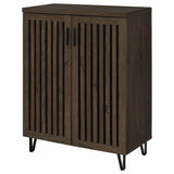 Brixton 2-Door Entryway Shoe Cabinet - Mid-Century Slatted Doors in Smoked Oak with Metal Legs – view 5