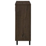Brixton 2-Door Entryway Shoe Cabinet - Mid-Century Slatted Doors in Smoked Oak with Metal Legs – view 6
