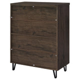 Brixton 2-Door Entryway Shoe Cabinet - Mid-Century Slatted Doors in Smoked Oak with Metal Legs – view 8