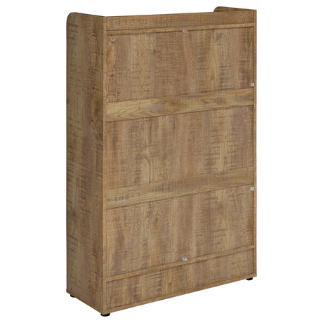 Denia 3-Tier Tilt-Out Shoe Cabinet - Rustic Mango Finish with Black Pulls & Open Lower Shelf – view 8