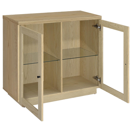 Tilbury 2-Door Glass Front Accent Display Cabinet - Adjustable Glass Shelves in Light Oak – view 3
