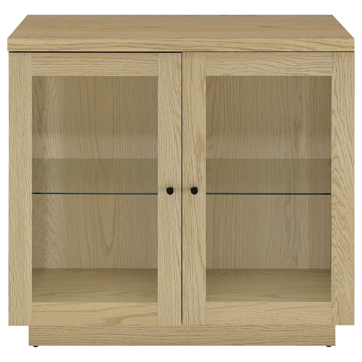 Tilbury 2-Door Glass Front Accent Display Cabinet - Adjustable Glass Shelves in Light Oak – view 4