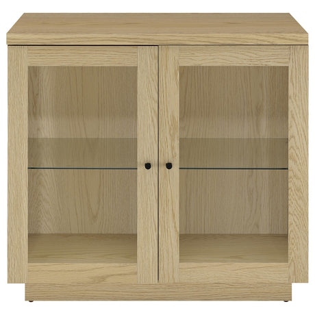 Tilbury 2-Door Glass Front Accent Display Cabinet - Adjustable Glass Shelves in Light Oak – view 4