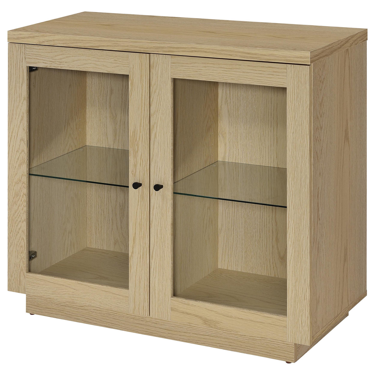 Tilbury 2-Door Glass Front Accent Display Cabinet - Adjustable Glass Shelves in Light Oak – view 5