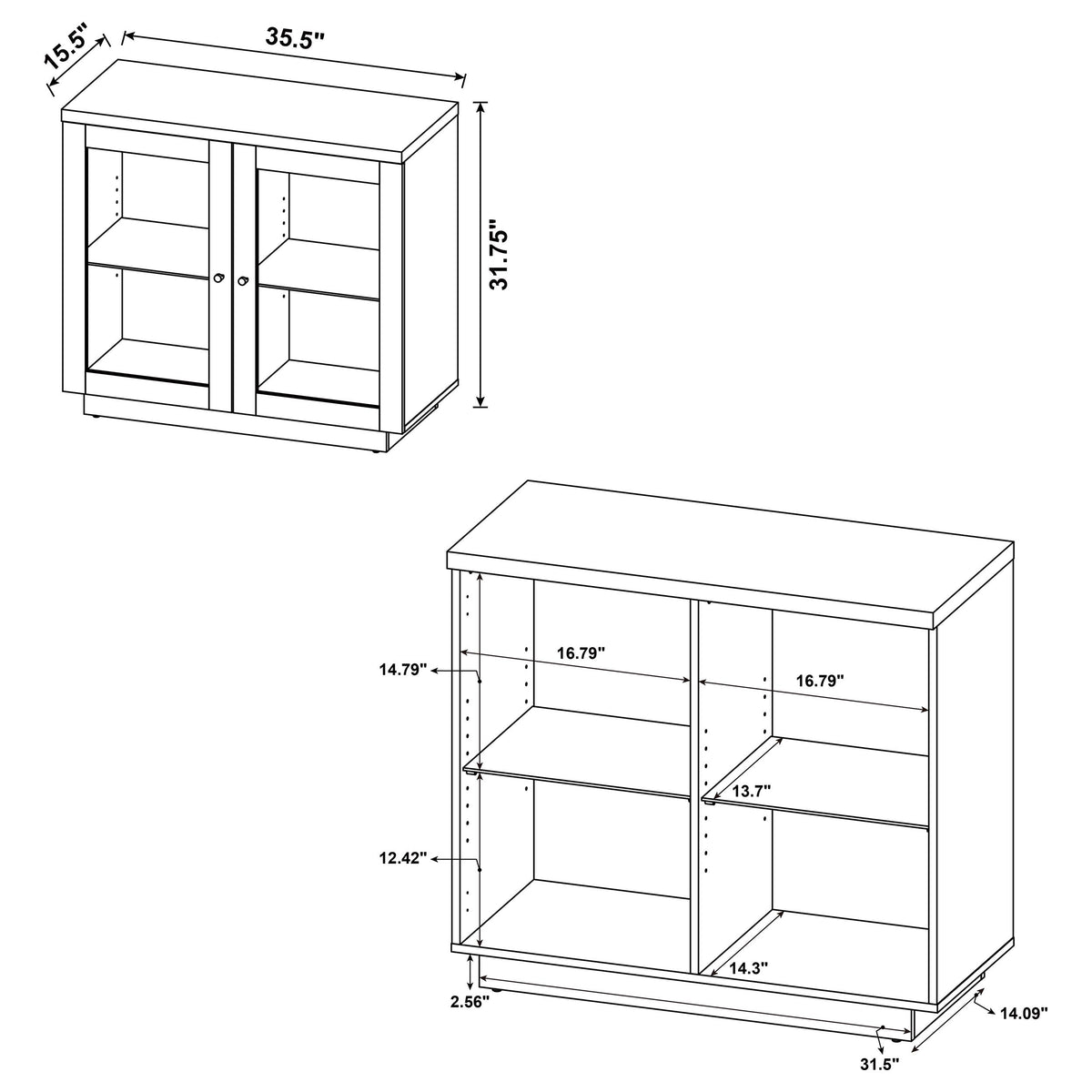 Tilbury 2-Door Glass Front Accent Display Cabinet - Adjustable Glass Shelves in Light Oak – view 11