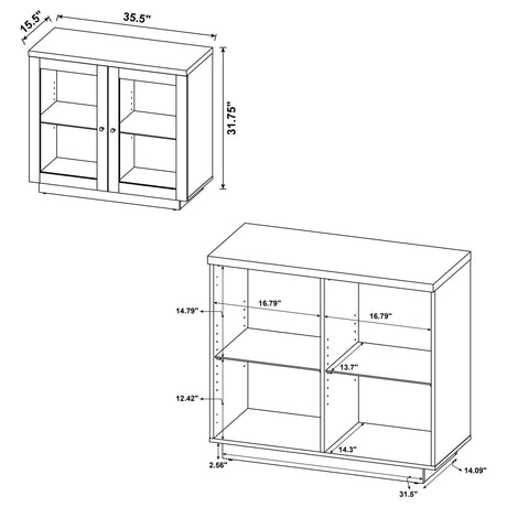 Tilbury 2-Door Glass Front Accent Display Cabinet - Adjustable Glass Shelves in Light Oak – view 11