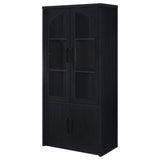 Riva Arched Glass Door Display Cabinet with LED Lighting - Tall Black Woodgrain Accent Cabinet – view 6