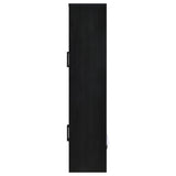 Riva Arched Glass Door Display Cabinet with LED Lighting - Tall Black Woodgrain Accent Cabinet – view 7